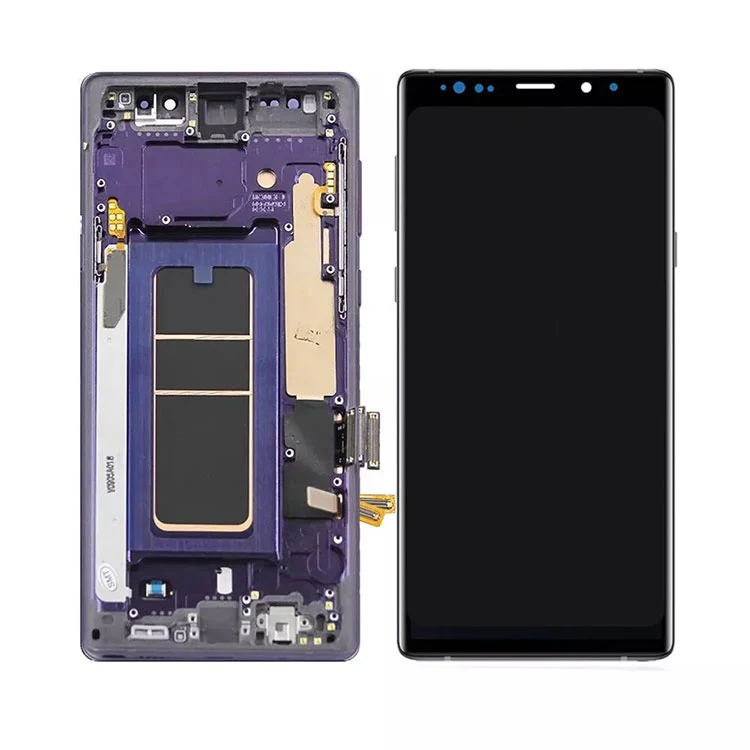 A Samsung Galaxy Note 9 LCD OLED kijelző képernyő digitalizáló szerelvényéhez kerettel