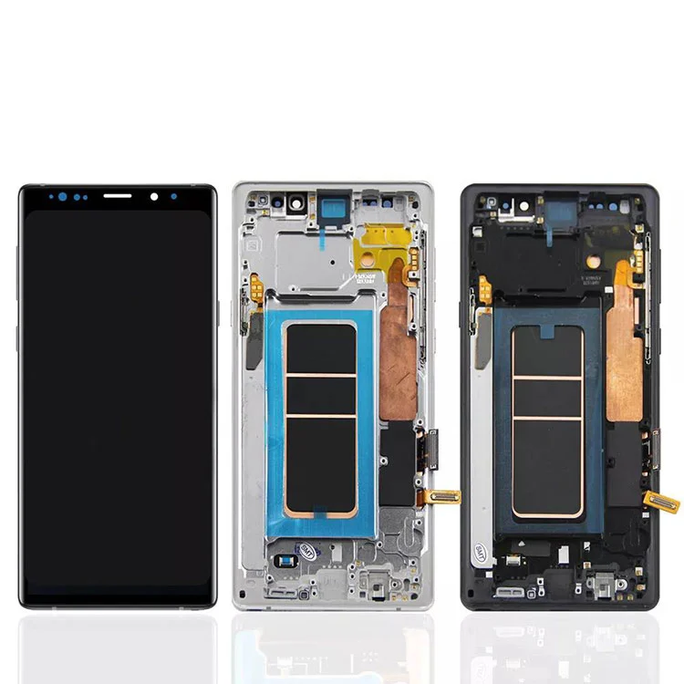 A Samsung Galaxy Note 9 LCD OLED kijelző képernyő digitalizáló szerelvényéhez kerettel