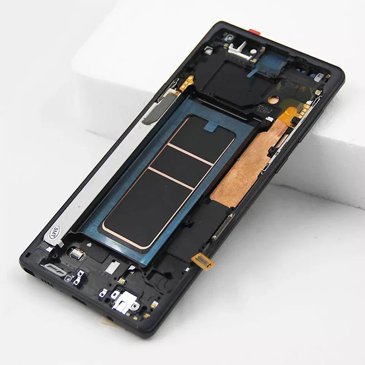 A Samsung Galaxy Note 9 LCD OLED kijelző képernyő digitalizáló szerelvényéhez kerettel