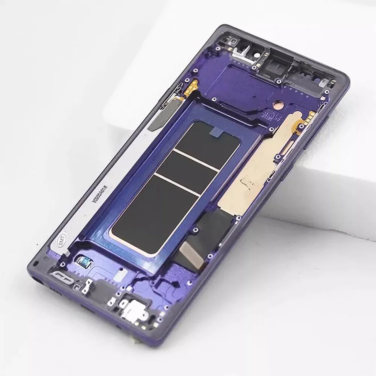 A Samsung Galaxy Note 9 LCD OLED kijelző képernyő digitalizáló szerelvényéhez kerettel