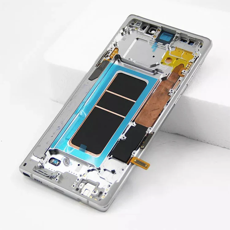 A Samsung Galaxy Note 9 LCD OLED kijelző képernyő digitalizáló szerelvényéhez kerettel